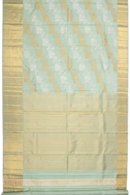 Kanchipuram Silk Lehariya Jaal Sea Blue Saree