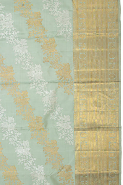 Kanchipuram Silk Lehariya Jaal Sea Blue Saree