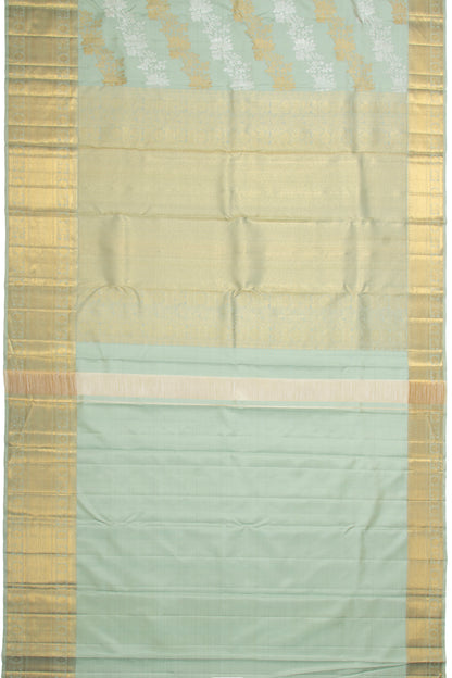 Kanchipuram Silk Lehariya Jaal Sea Blue Saree