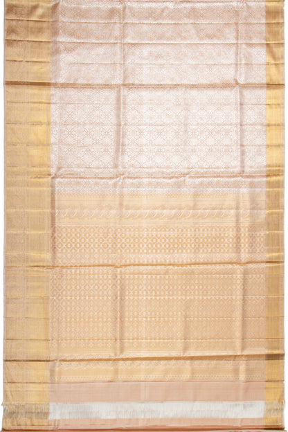 Kanchipuram Silk Tissue Brocade Peach Saree
