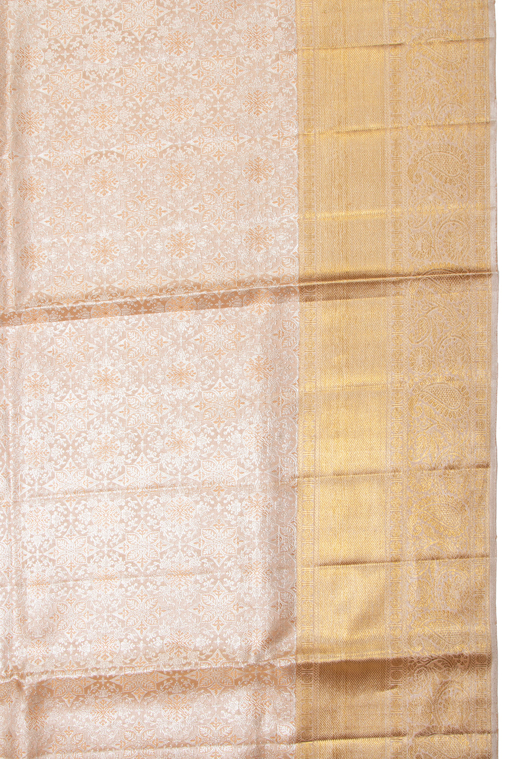 Kanchipuram Silk Tissue Brocade Peach Saree