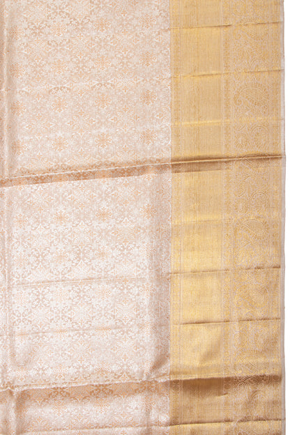 Kanchipuram Silk Tissue Brocade Peach Saree
