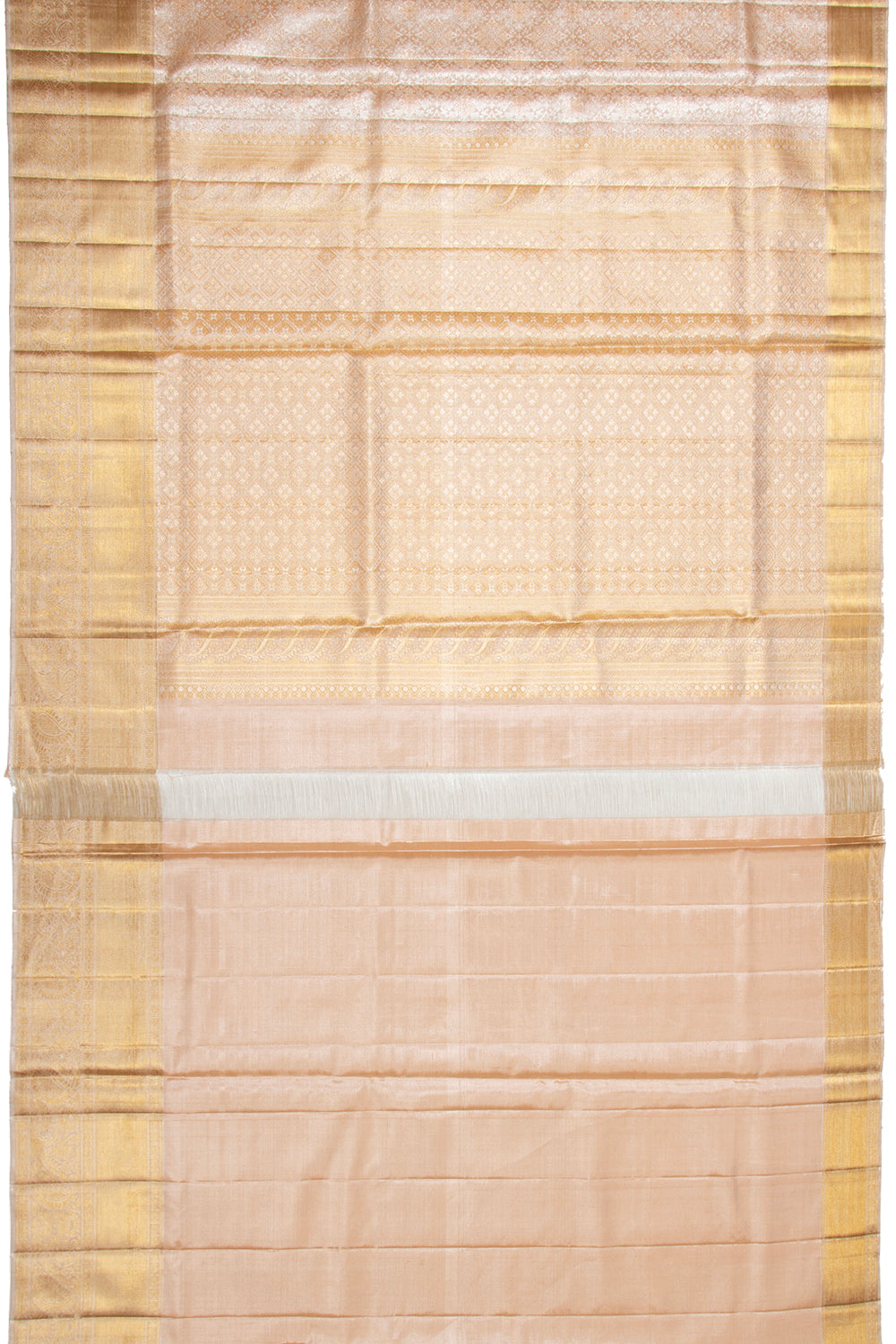 Kanchipuram Silk Tissue Brocade Peach Saree