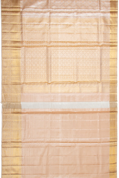 Kanchipuram Silk Tissue Brocade Peach Saree