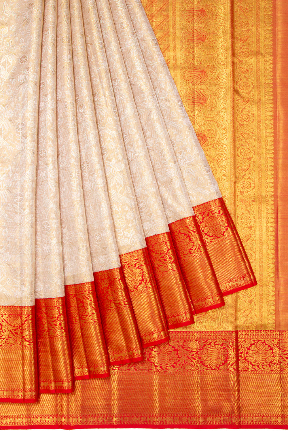 Kanchipuram Silk Tissue Brocade Gold Saree