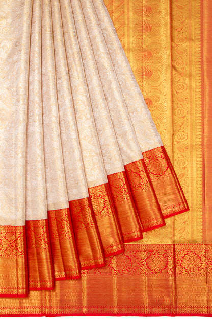 Kanchipuram Silk Tissue Brocade Gold Saree