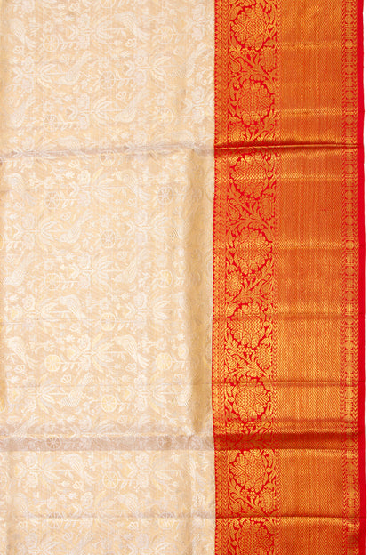 Kanchipuram Silk Tissue Brocade Gold Saree