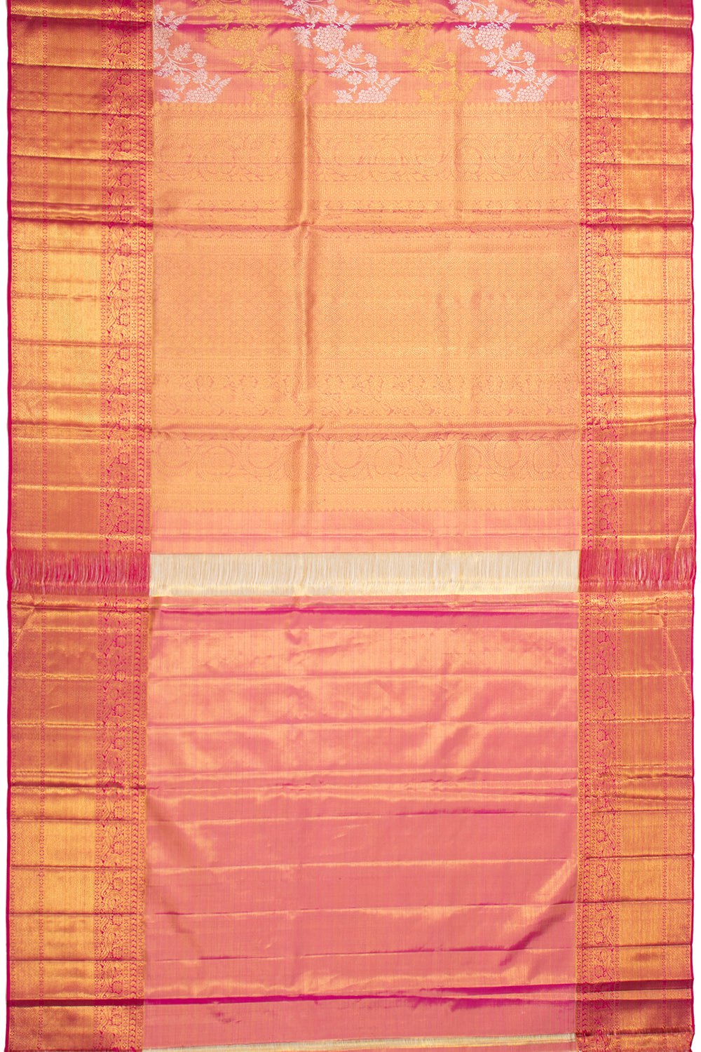 Kanchipuram Silk Tissue Lehariya Jaal Pink Saree