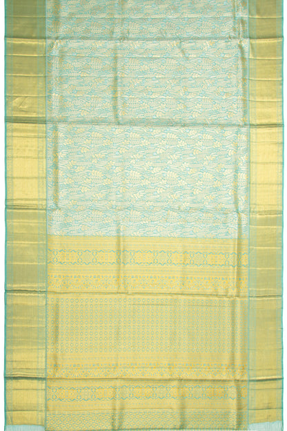 Kanchipuram Silk Brocade Sea Blue Saree
