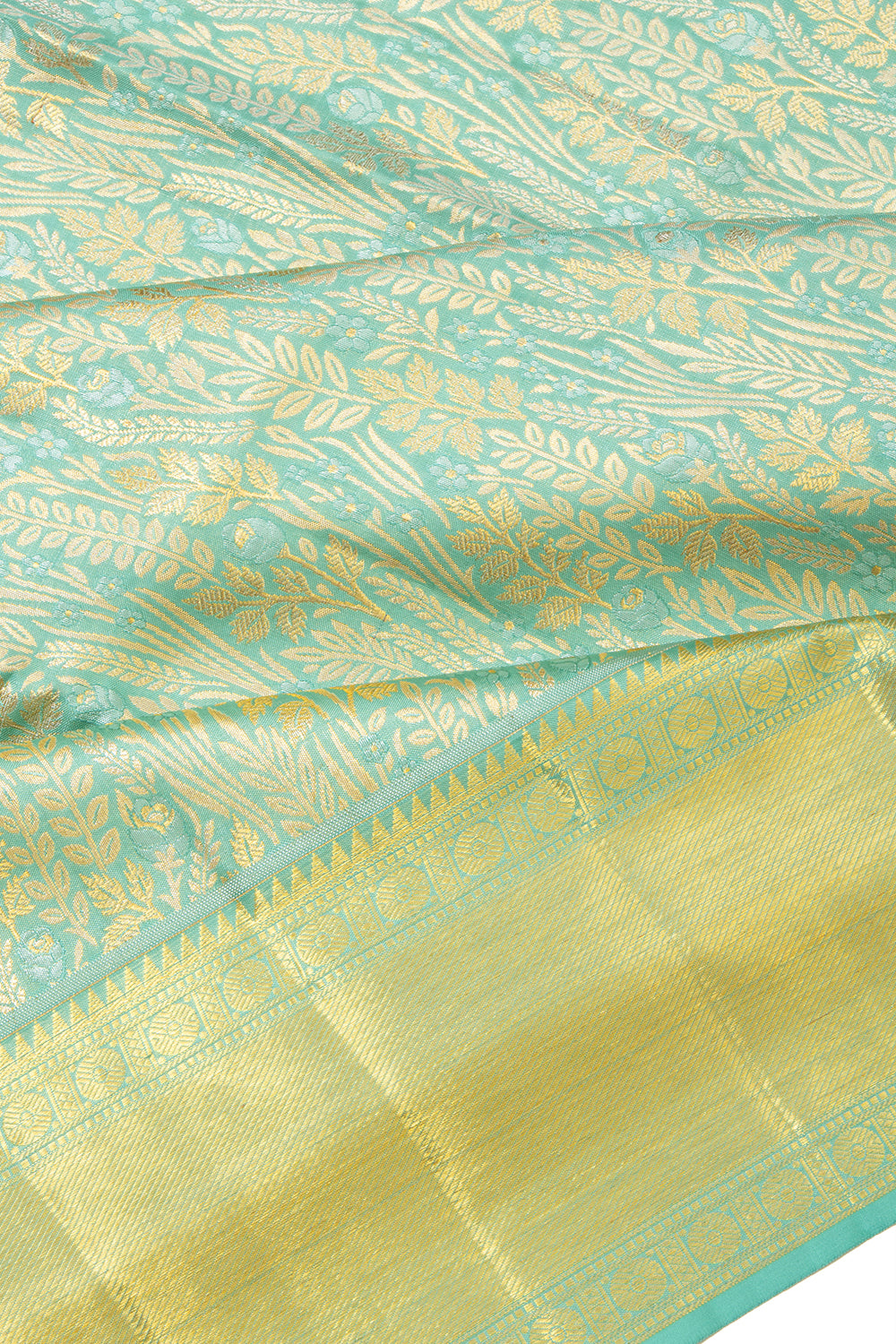 Kanchipuram Silk Brocade Sea Blue Saree