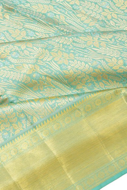 Kanchipuram Silk Brocade Sea Blue Saree