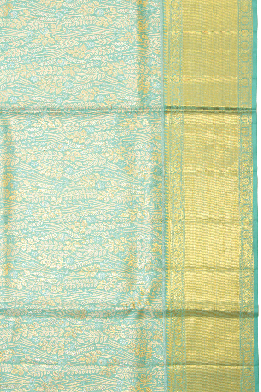 Kanchipuram Silk Brocade Sea Blue Saree