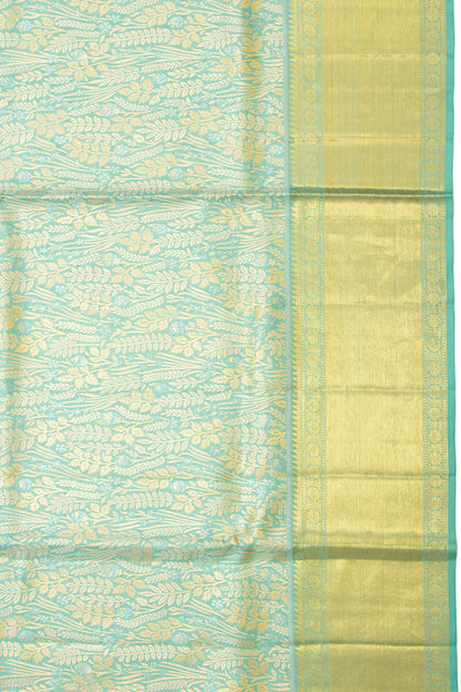 Kanchipuram Silk Brocade Sea Blue Saree