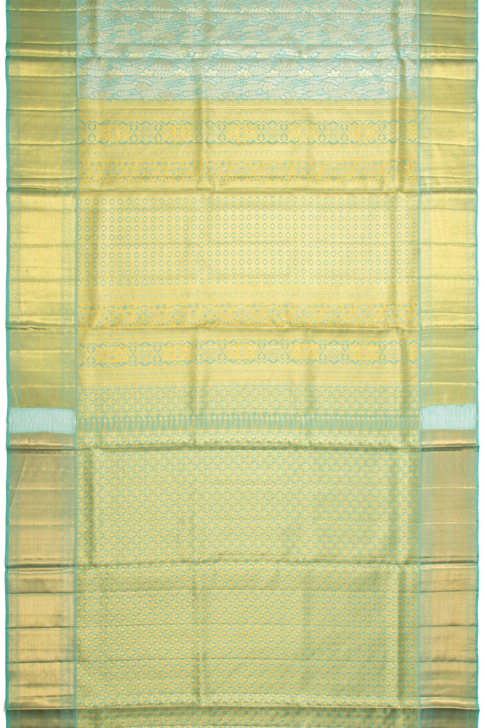 Kanchipuram Silk Brocade Sea Blue Saree