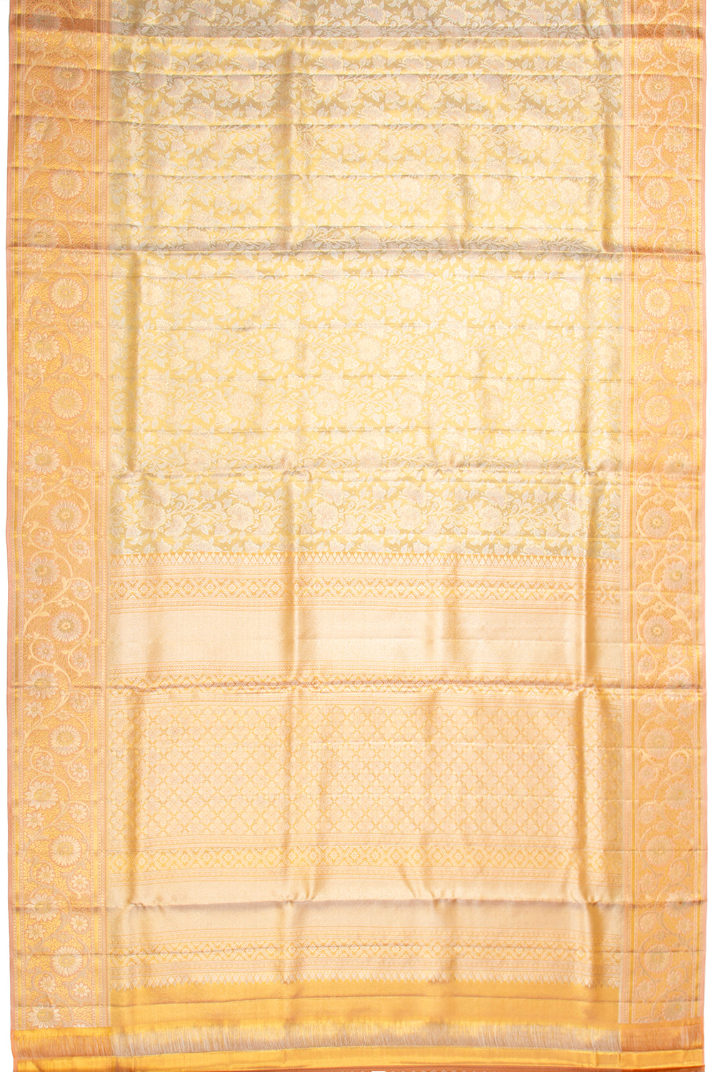 Kanchipuram Silk Tissue Jaal Gold Saree