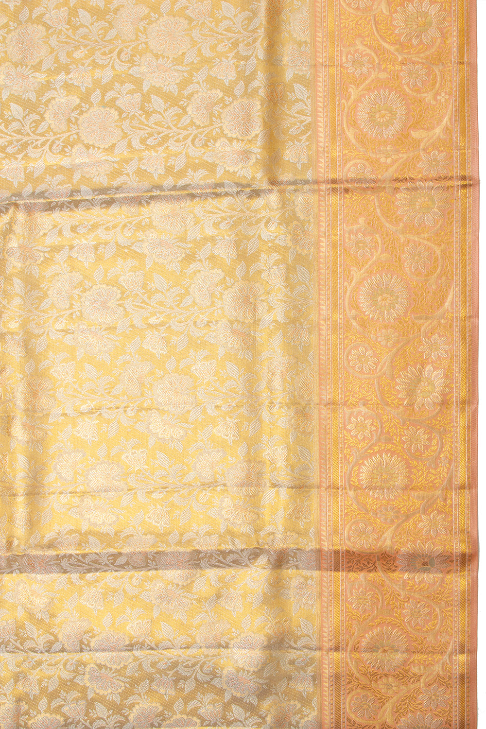Kanchipuram Silk Tissue Jaal Gold Saree