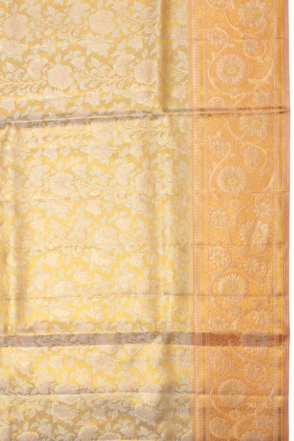Kanchipuram Silk Tissue Jaal Gold Saree
