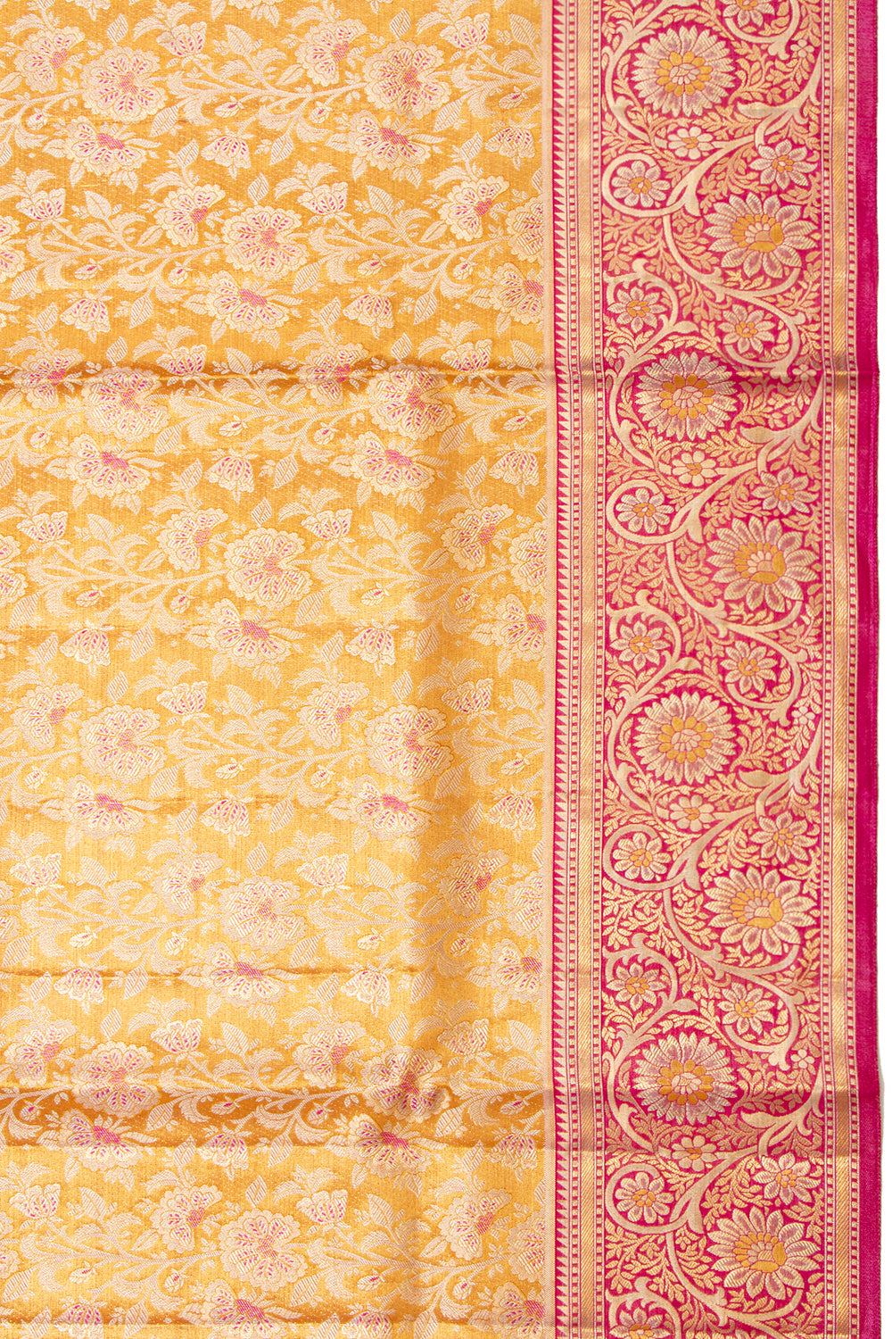 Kanchipuram Silk Tissue Jaal Yellow Saree