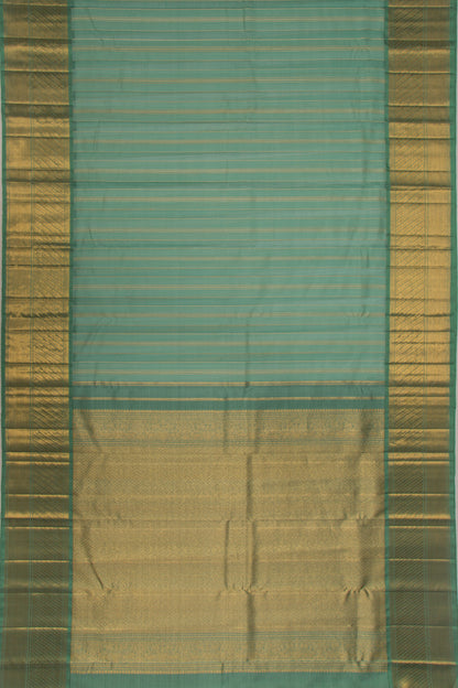 Kanchipuram Kora Organza Vertical Lines Pastel Green Saree