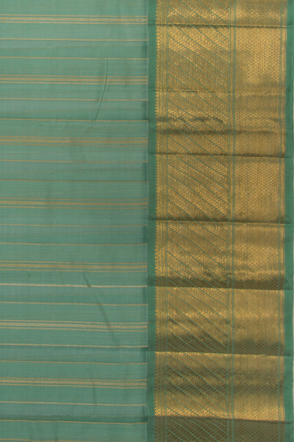 Kanchipuram Kora Organza Vertical Lines Pastel Green Saree