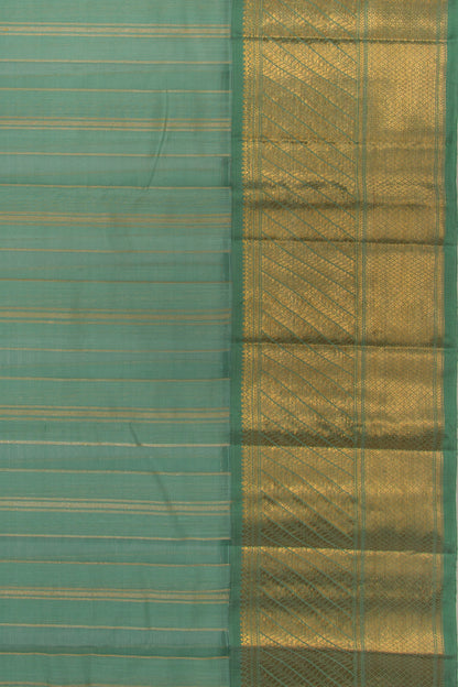 Kanchipuram Kora Organza Vertical Lines Pastel Green Saree