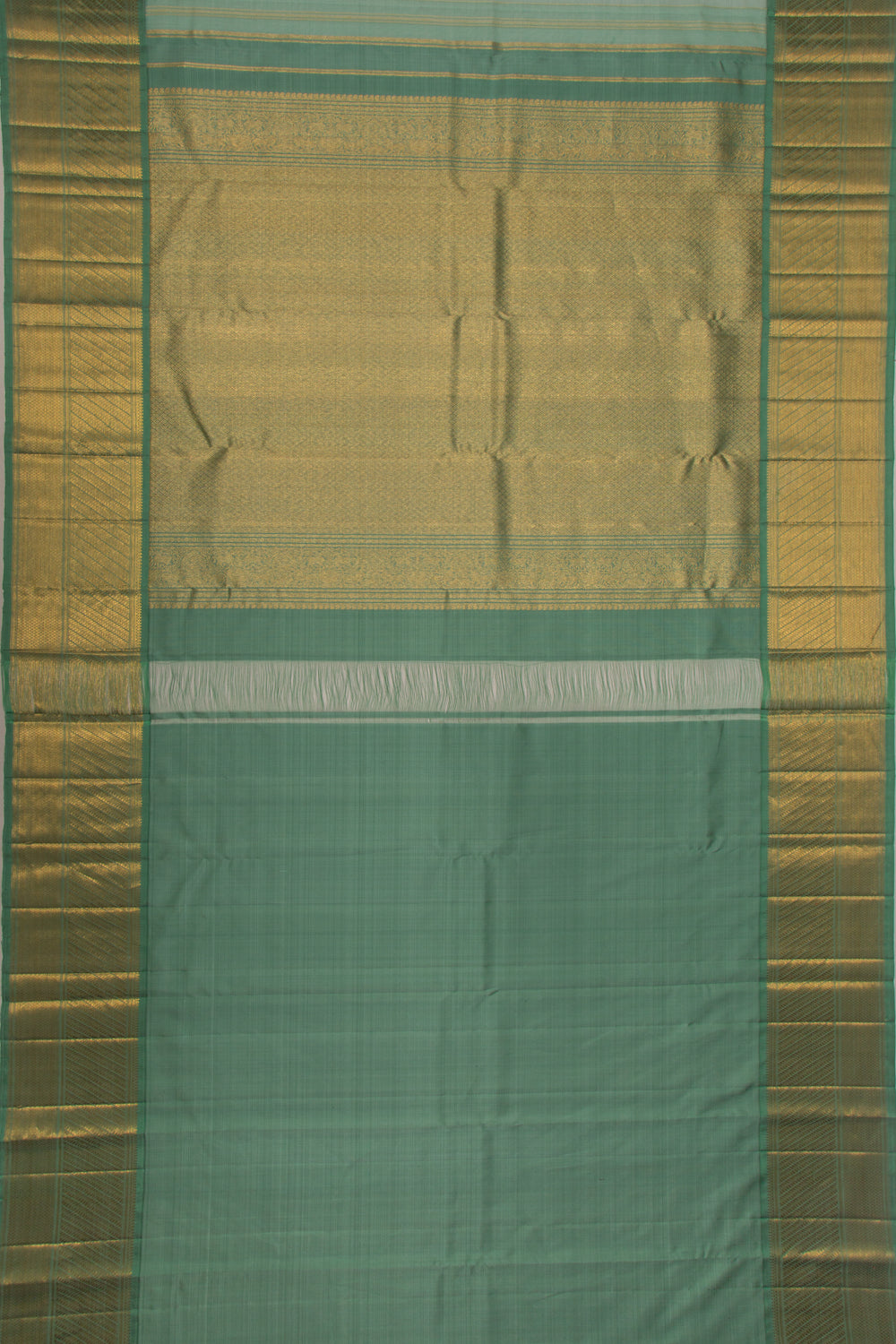 Kanchipuram Kora Organza Vertical Lines Pastel Green Saree
