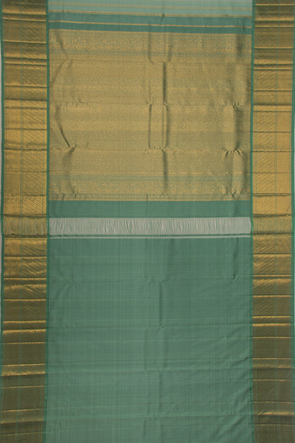 Kanchipuram Kora Organza Vertical Lines Pastel Green Saree