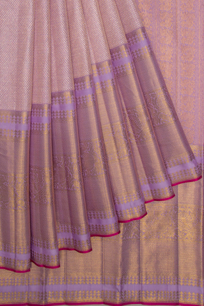 Kanchipuram Silk Tissue Brocade Lavender Saree