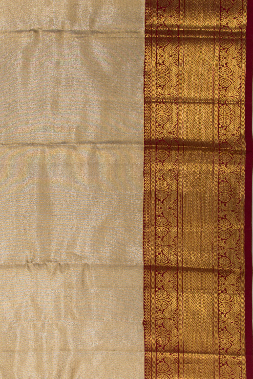 Kanchipuram Silk Tissue Plain Cream Saree