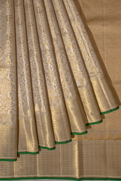 Kanchipuram Silk Tissue Brocade Gold Saree