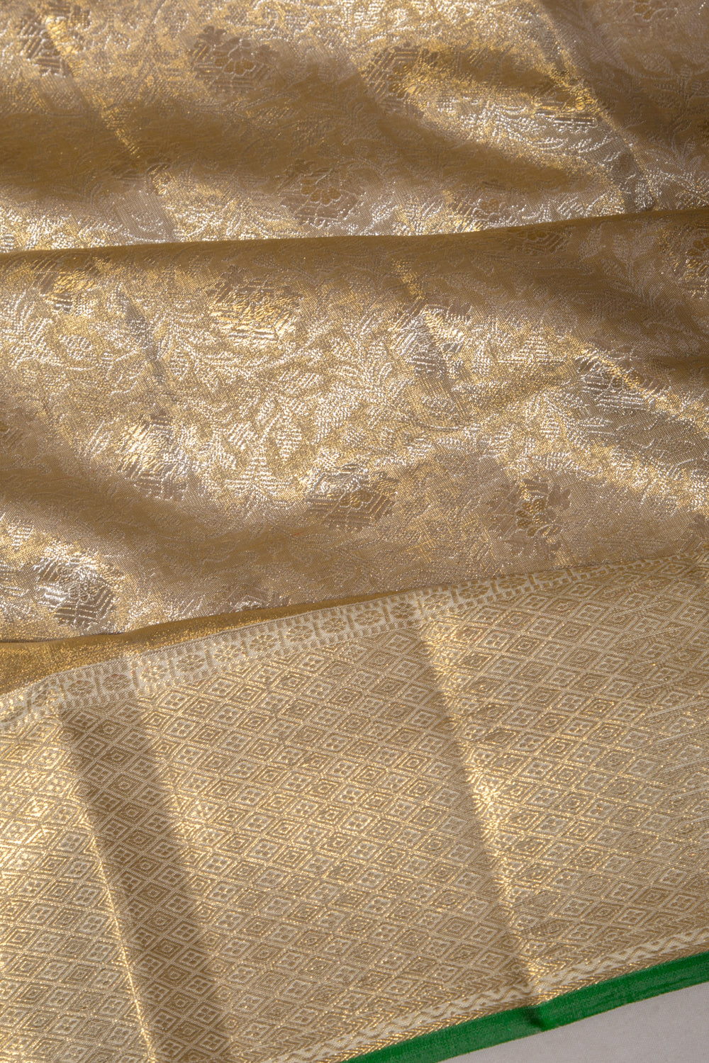 Kanchipuram Silk Tissue Brocade Gold Saree