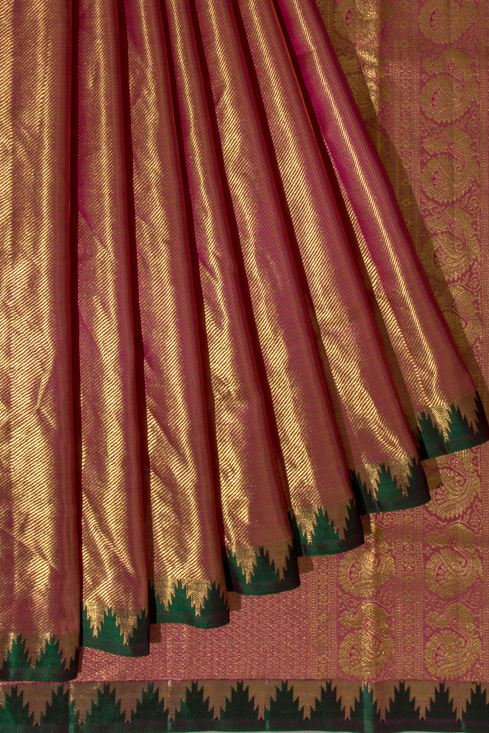 Kanchipuram Silk Tissue Brocade Pink Saree