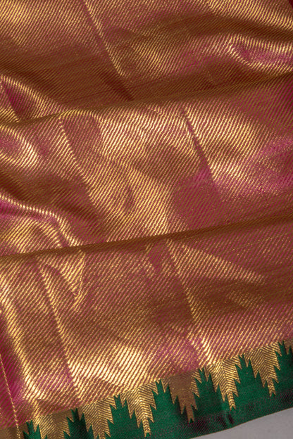 Kanchipuram Silk Tissue Brocade Pink Saree