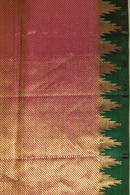 Kanchipuram Silk Tissue Brocade Pink Saree