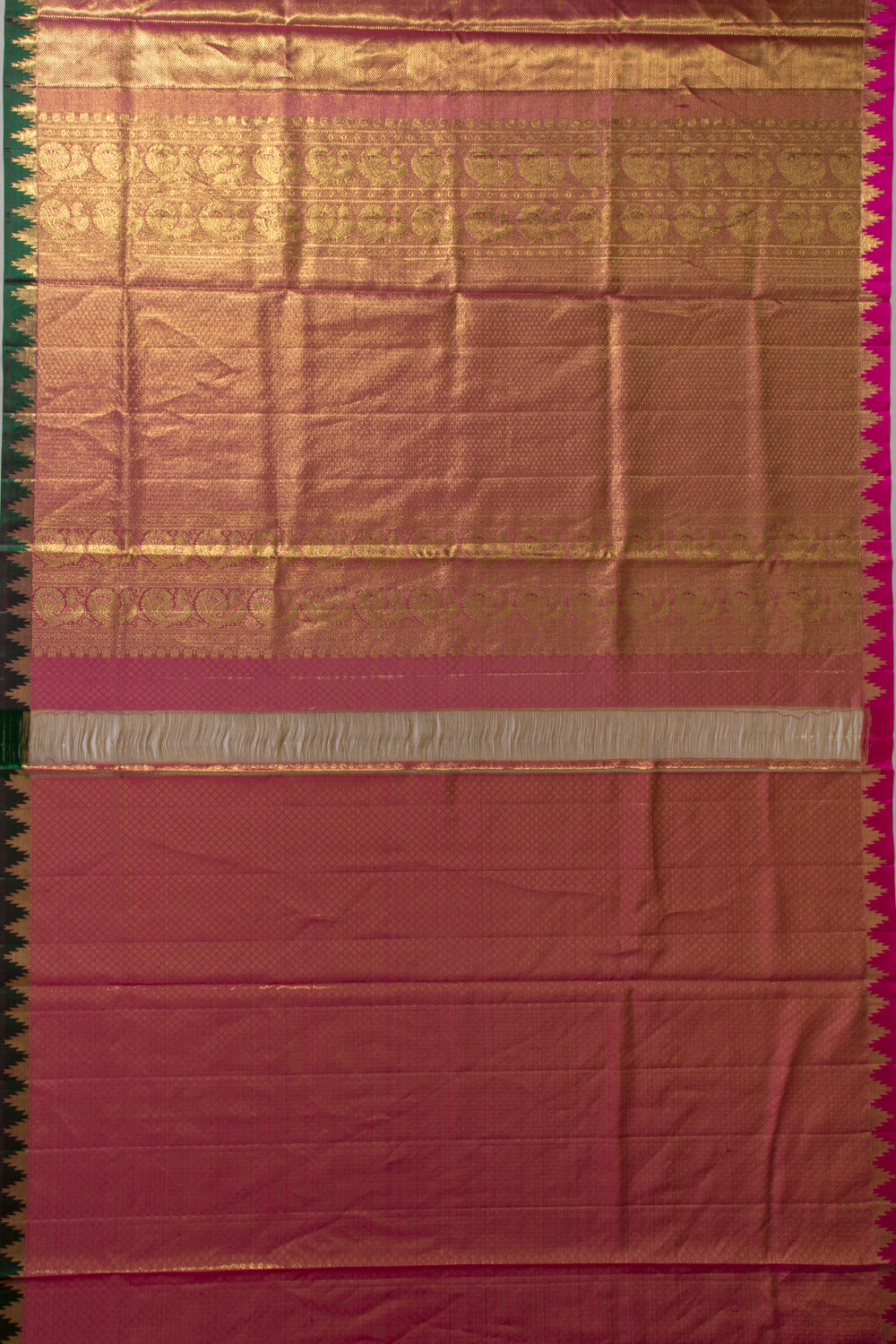 Kanchipuram Silk Tissue Brocade Pink Saree