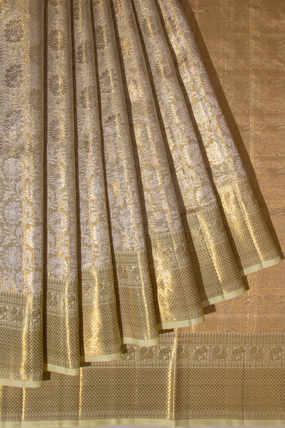 Kanchipuram Silk Tissue Brocade Gold Saree