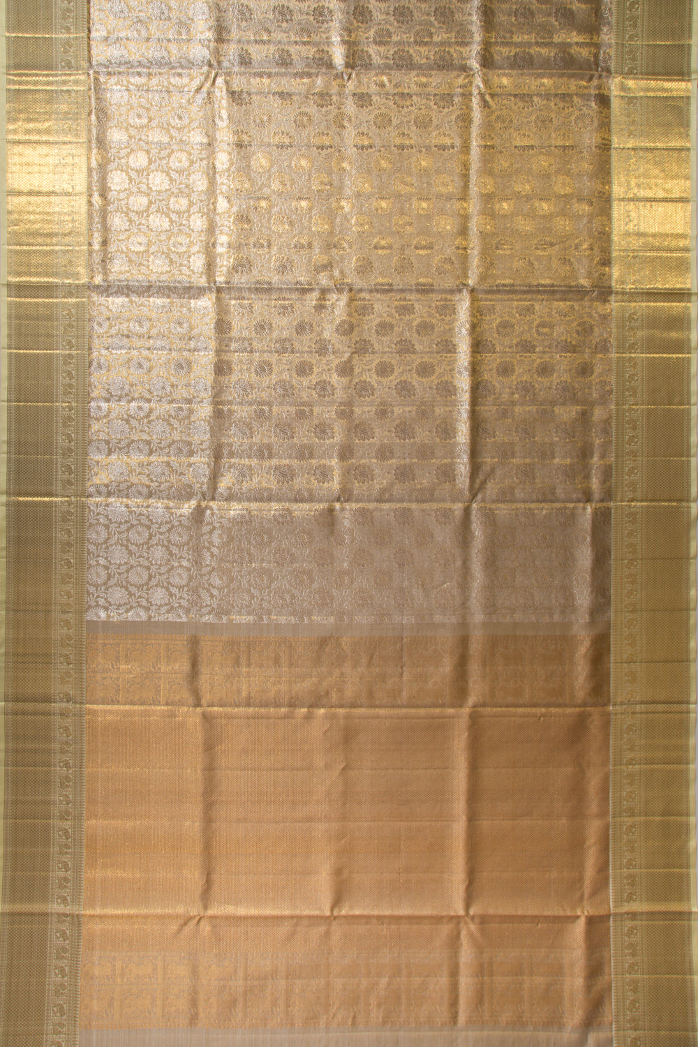 Kanchipuram Silk Tissue Brocade Gold Saree