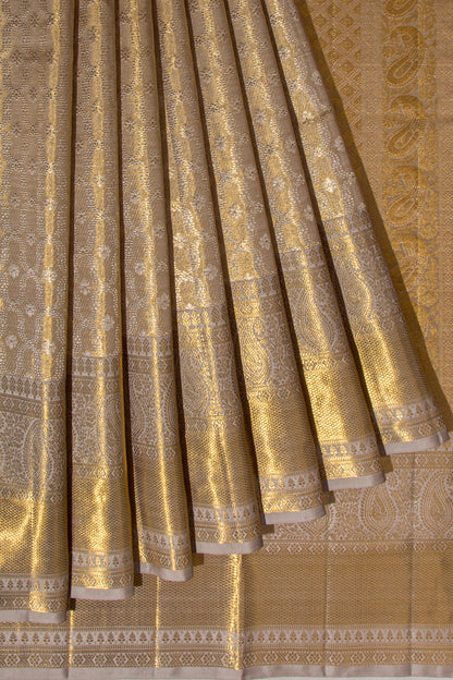 Kanchipuram Silk Tissue Brocade Gold Saree