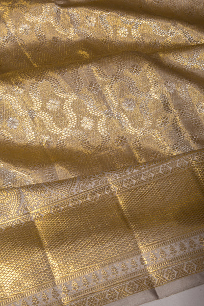 Kanchipuram Silk Tissue Brocade Gold Saree
