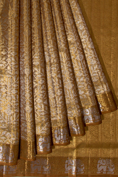 Kanchipuram Silk Tissue Brocade Gold Saree