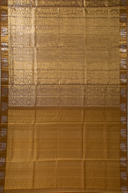 Kanchipuram Silk Tissue Brocade Gold Saree