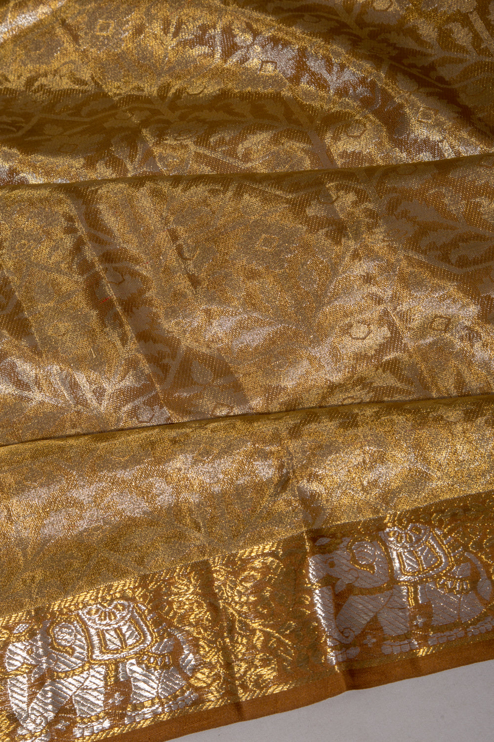 Kanchipuram Silk Tissue Brocade Gold Saree