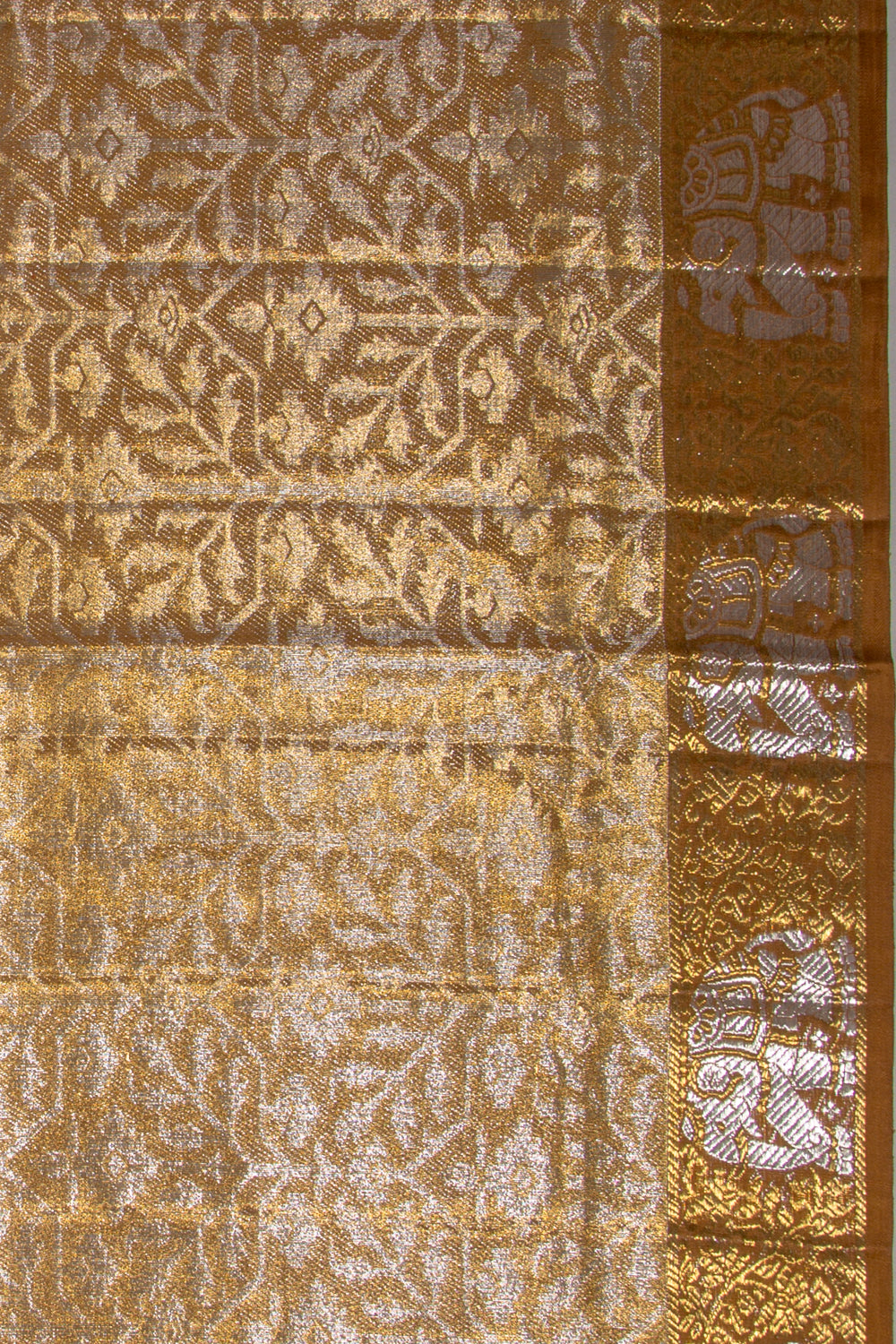 Kanchipuram Silk Tissue Brocade Gold Saree