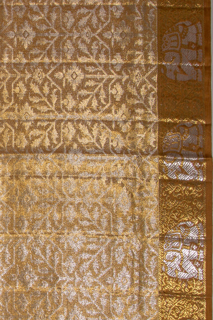 Kanchipuram Silk Tissue Brocade Gold Saree