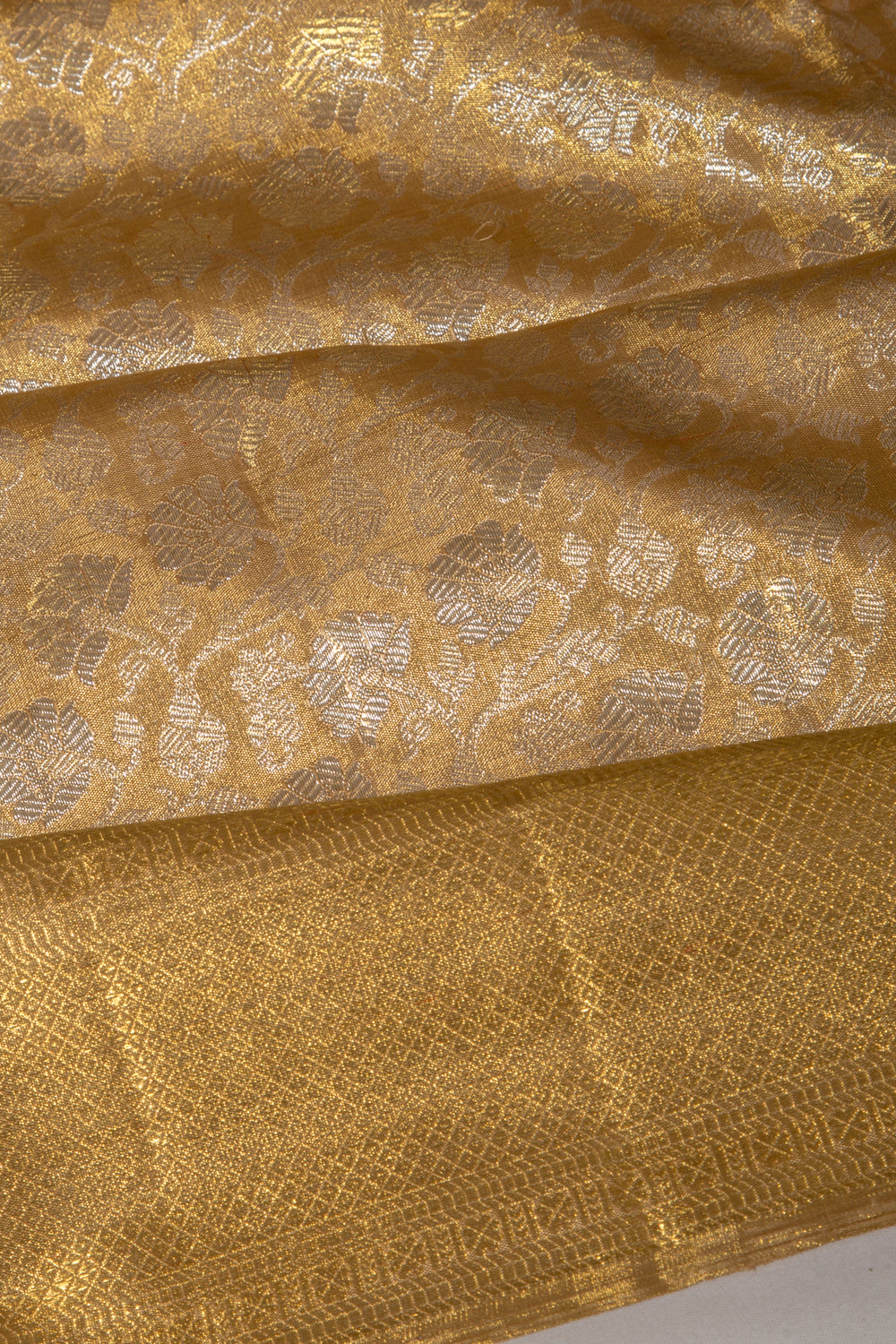Kanchipuram Silk Tissue Brocade Gold Saree