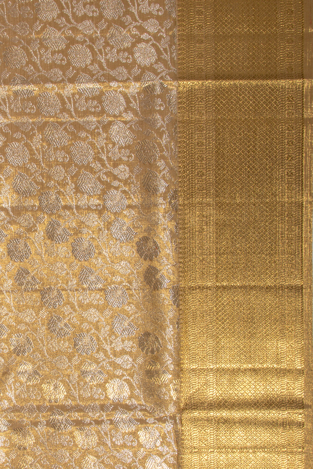 Kanchipuram Silk Tissue Brocade Gold Saree
