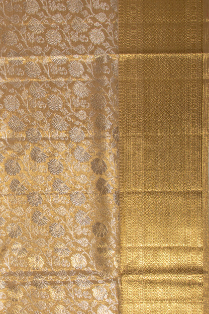 Kanchipuram Silk Tissue Brocade Gold Saree