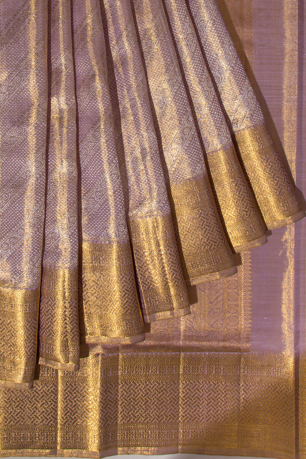 Kanchipuram Silk Tissue Brocade Lavender Saree