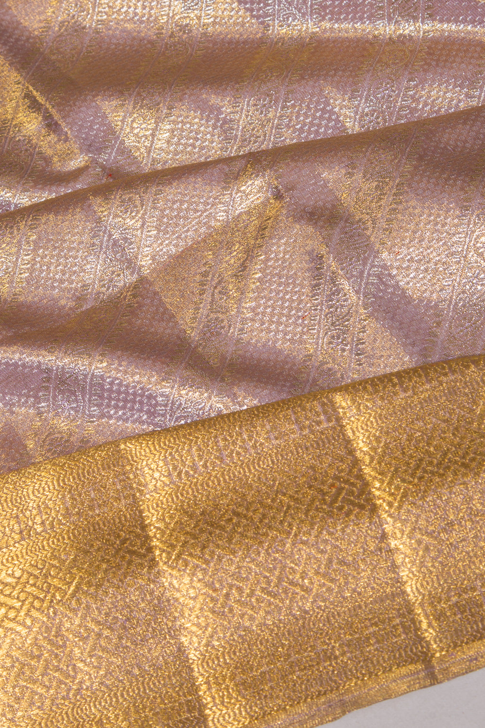 Kanchipuram Silk Tissue Brocade Lavender Saree