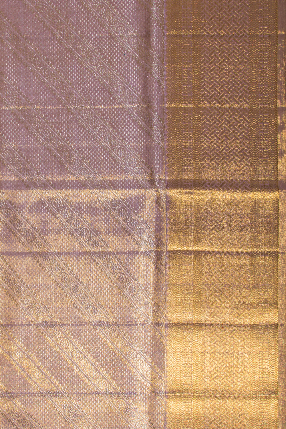 Kanchipuram Silk Tissue Brocade Lavender Saree
